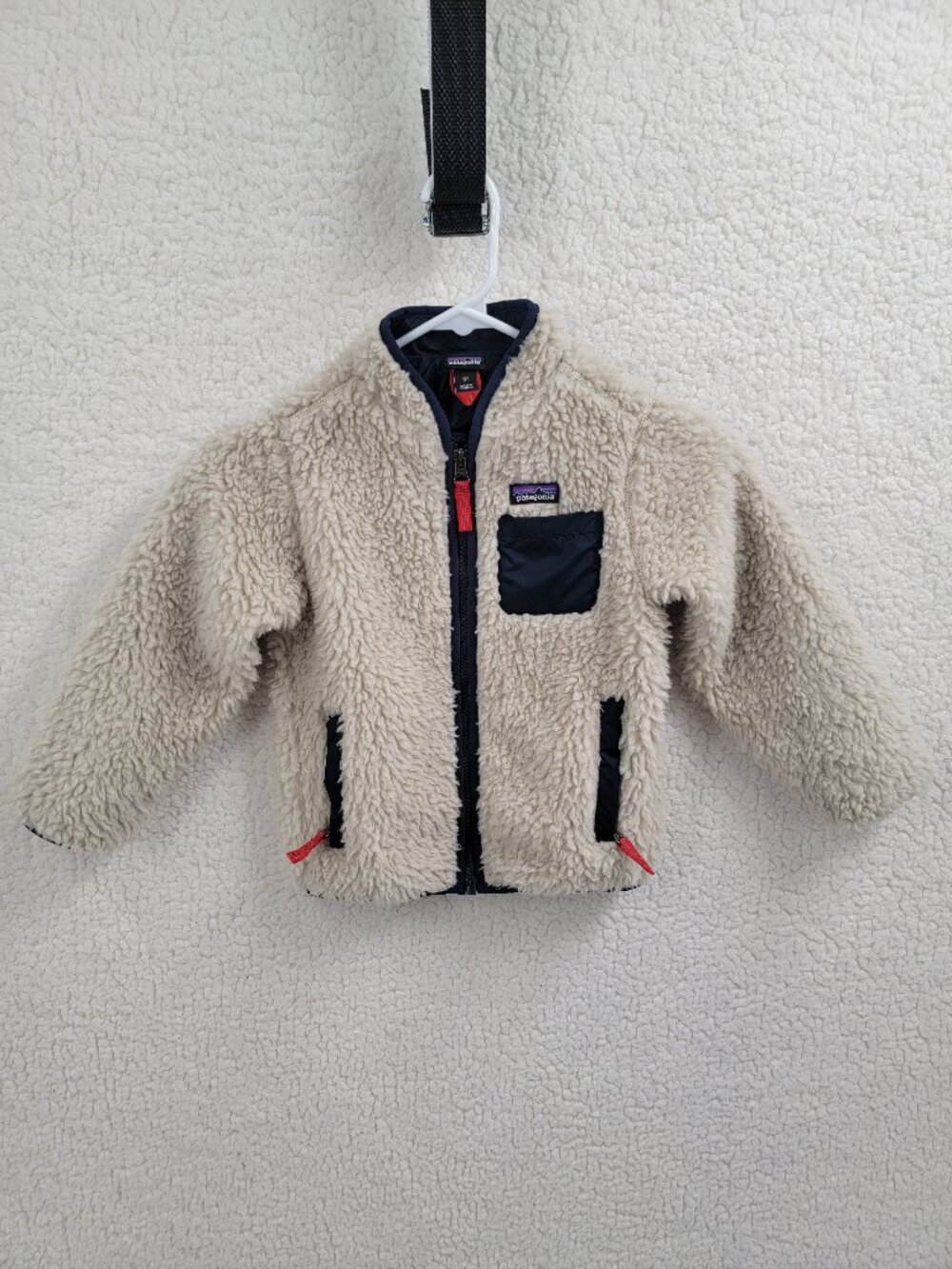 Patagonia Baby Retro-X Fleece Jacket Cream Sherpa Toddler Full Zip Coat Size 3T